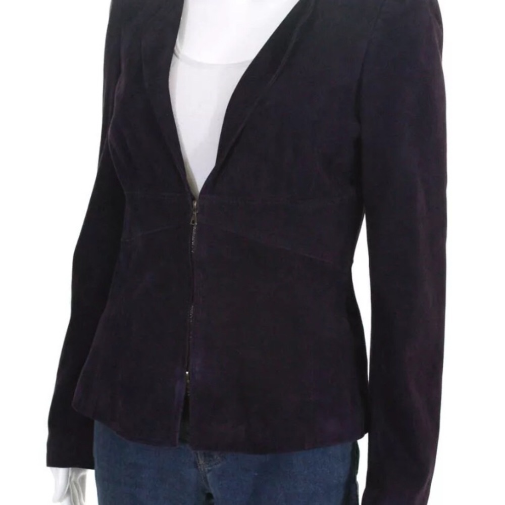 EUC Valentino 100% authentic eggplant suede jacket - Picture 3 of 6